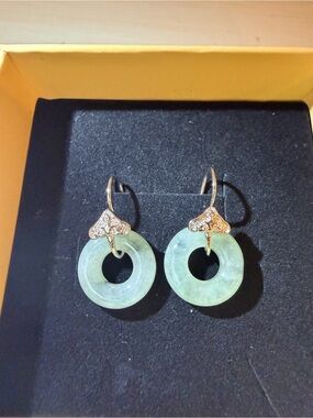 Natural Burmese Type A Icy Jadeite Donut Earrings